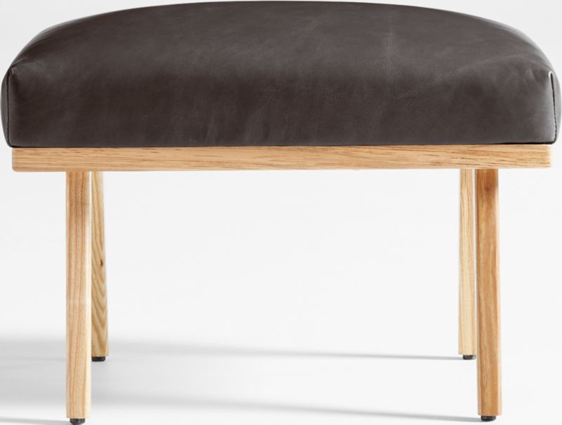 Cavett Ash Wood Leather Ottoman - image 0 of 6