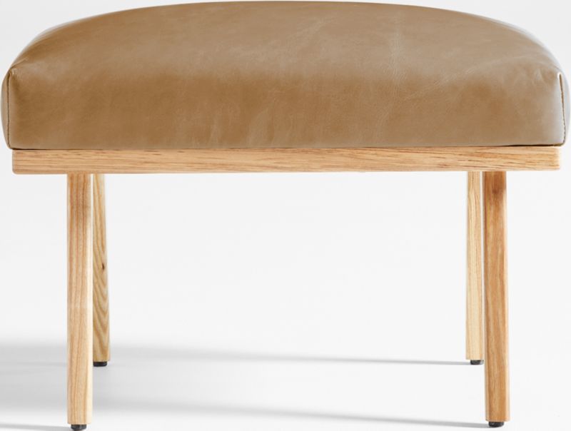 Cavett Ash Wood Leather Ottoman - image 0 of 6