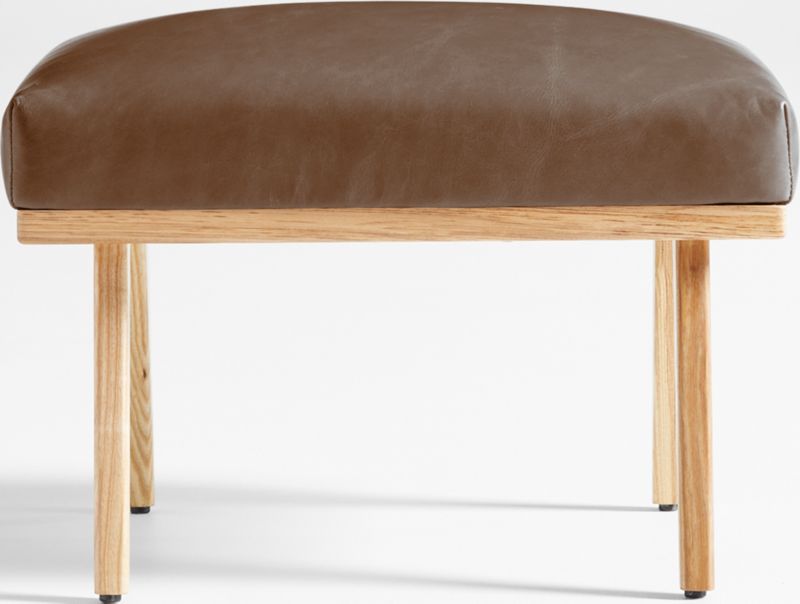 Cavett Ash Wood Leather Ottoman - image 0 of 6