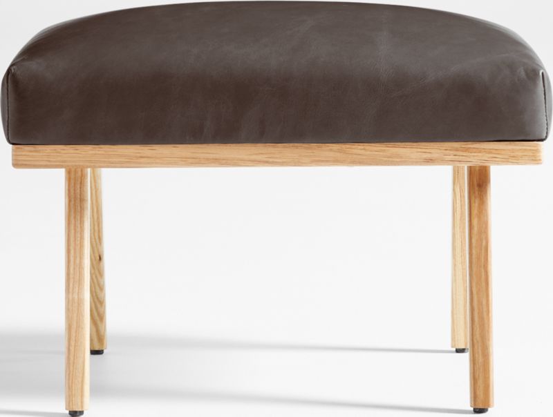 Cavett Ash Wood Leather Ottoman - image 0 of 6