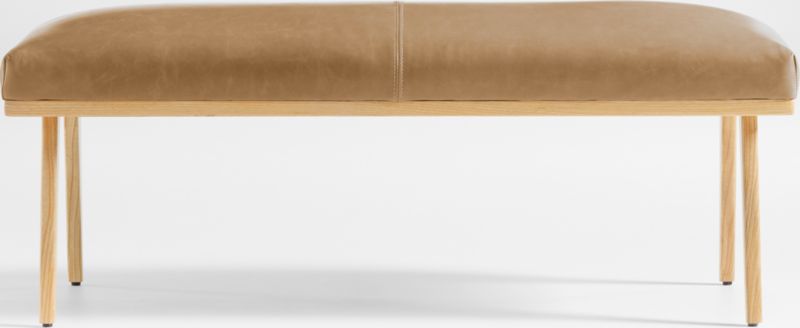 Cavett Ash Wood Leather Bench - image 0 of 7