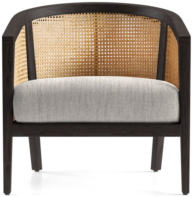 Ankara Black Cane Chair with Ivory Cushion Crate & Barrel