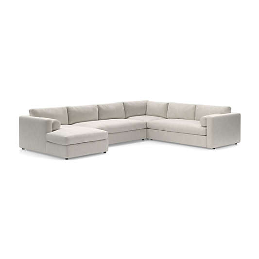 Aris Deep 4-Piece Left-Arm Chaise Sectional Bench Sofa