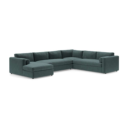 Aris Deep 4-Piece Left-Arm Chaise Sectional Bench Sofa