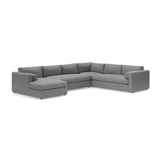 Aris Deep 4-Piece Left-Arm Chaise Sectional Bench Sofa