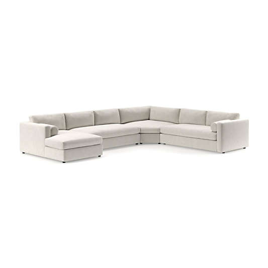 Aris Deep 4-Piece Left-Arm Chaise Sectional Bench Sofa with Wedge