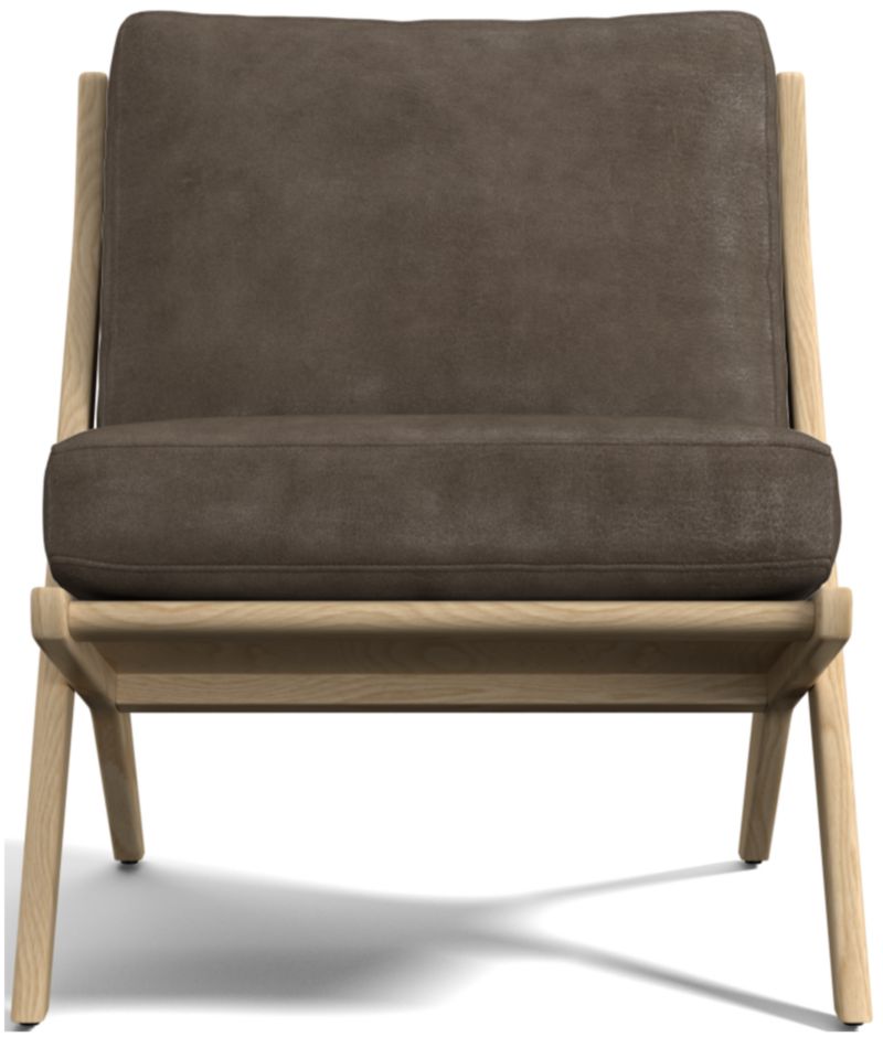 Pose Natural Wood and Leather Accent Chair - image 0 of 10