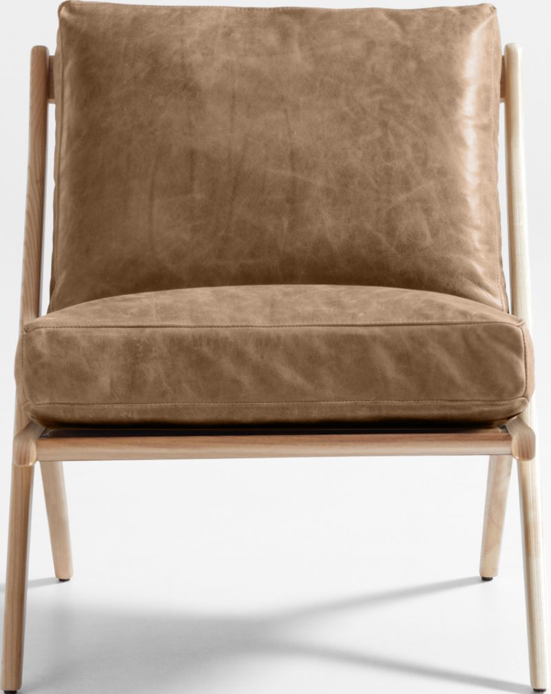 Pose Natural Wood and Leather Accent Chair - image 0 of 10