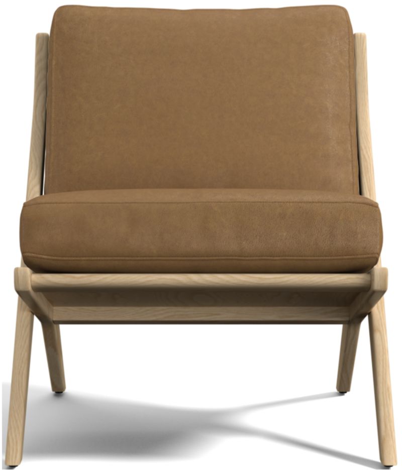 Pose Natural Wood and Leather Accent Chair - image 0 of 10