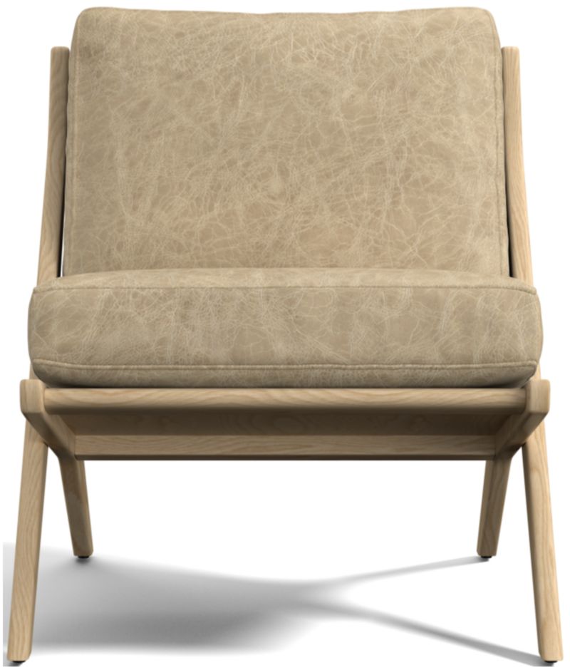 Pose Natural Wood and Leather Accent Chair - image 0 of 10