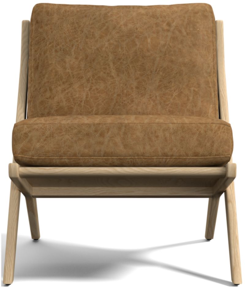 Pose Natural Wood and Leather Accent Chair - image 0 of 10