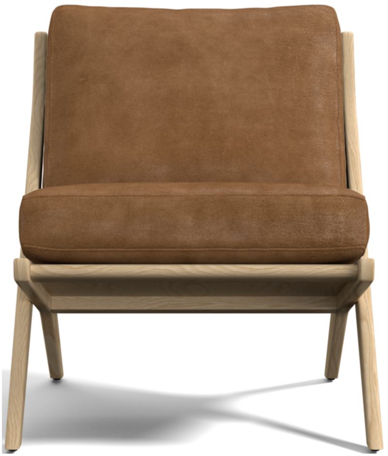 Pose Natural Wood and Leather Accent Chair - image 0 of 10