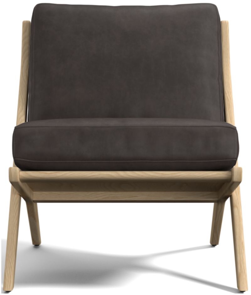 Pose Natural Wood and Leather Accent Chair - image 0 of 10