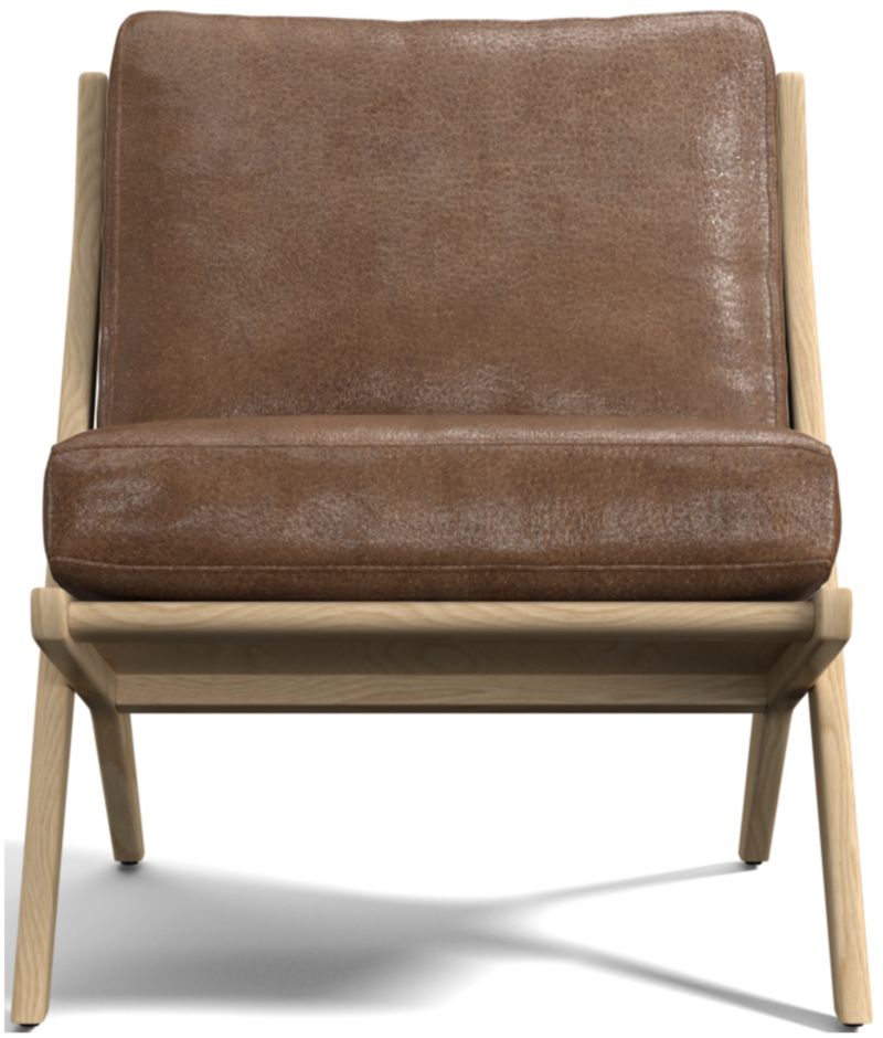 Pose Natural Wood and Leather Accent Chair - image 0 of 10