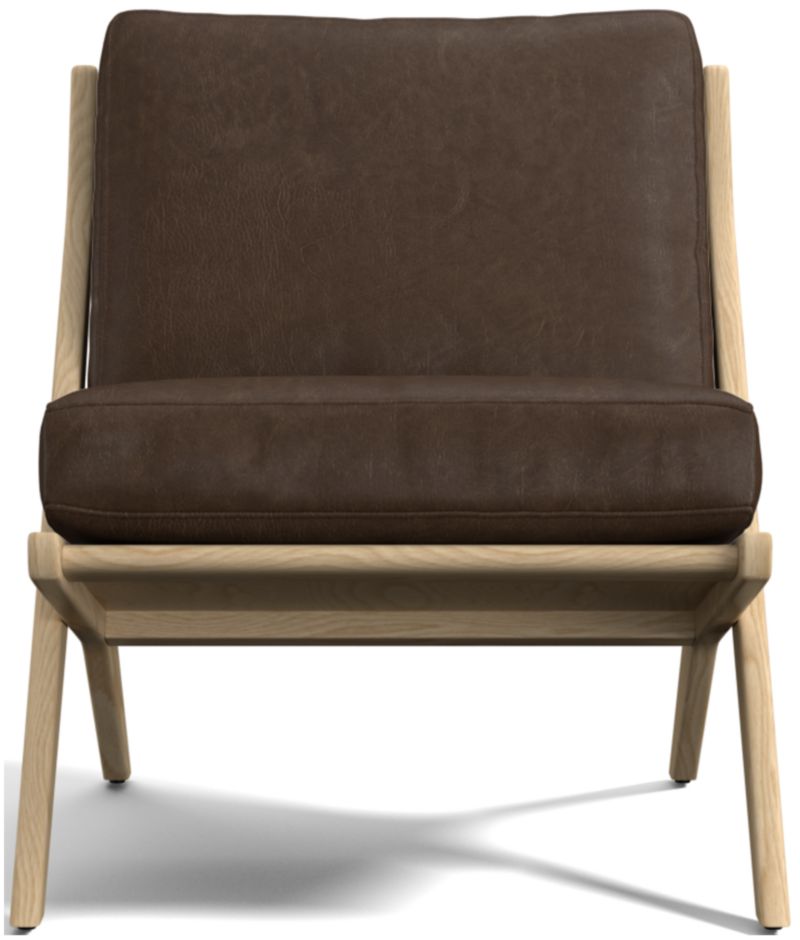 Pose Natural Wood and Leather Accent Chair - image 0 of 10