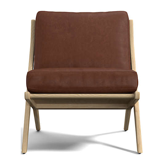 Pose Natural Wood and Leather Accent Chair